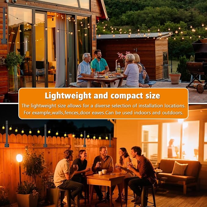 Mutovlin 6 Pack String Light Poles,2.8Ft Light Poles for Outside String Lights,Outdoor Lights Pole with Fork,Metal Poles Stand for Patio Deck Backyard