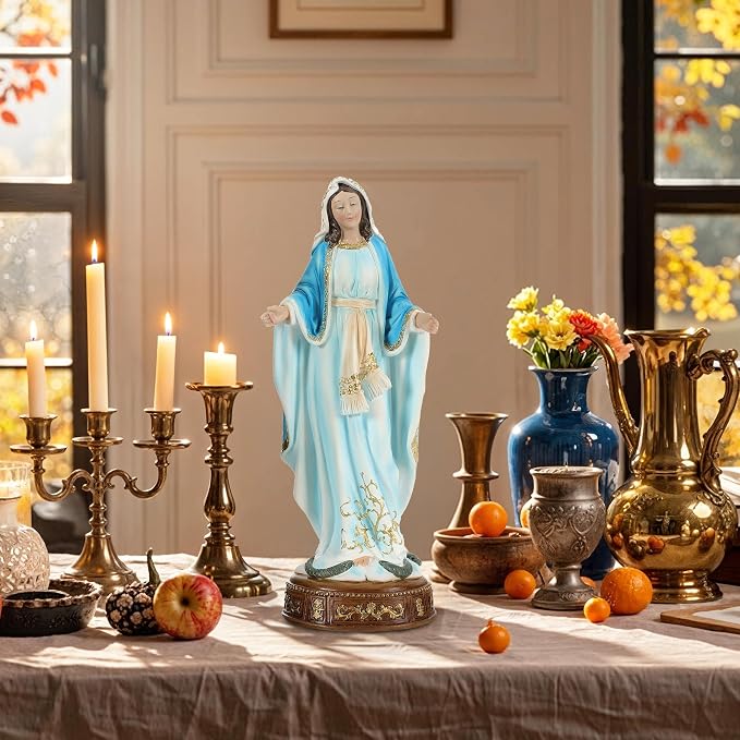 12" H Virgin Mary Staue Catholic, Blessed Mother Mary Statue, Our Lady of Grace Nativity Figurines Church Altar Home Holiday Decor, Inspiring Christmas Decor or Gift for Peace & Love
