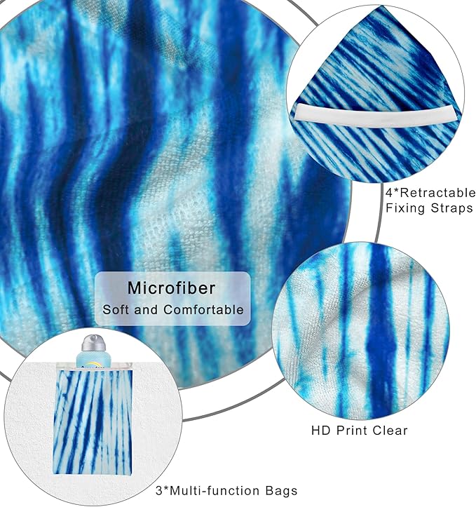 Lounge Chair Towel Cover (Pack of 2), Tie Dye Style Chaise Lounge Cover, Beach Chair Covers with Pockets for Pool Beach Garden Courtyard Outdoor Trips, 85 x30 in, Dark Blue
