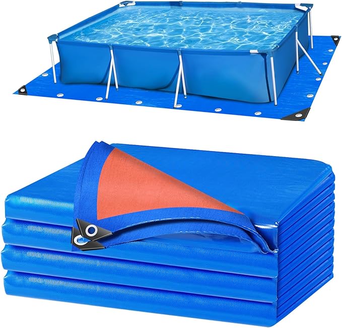10 x 7 Ft Pool Liner Pad for Above Ground Pools, Thickened Pool Mat Tarp for Under Pool, Dual-Color Pool Ground Pad Cloth Floor Mat for Pool Bottom, Puncture Protection & Extend Liner Life