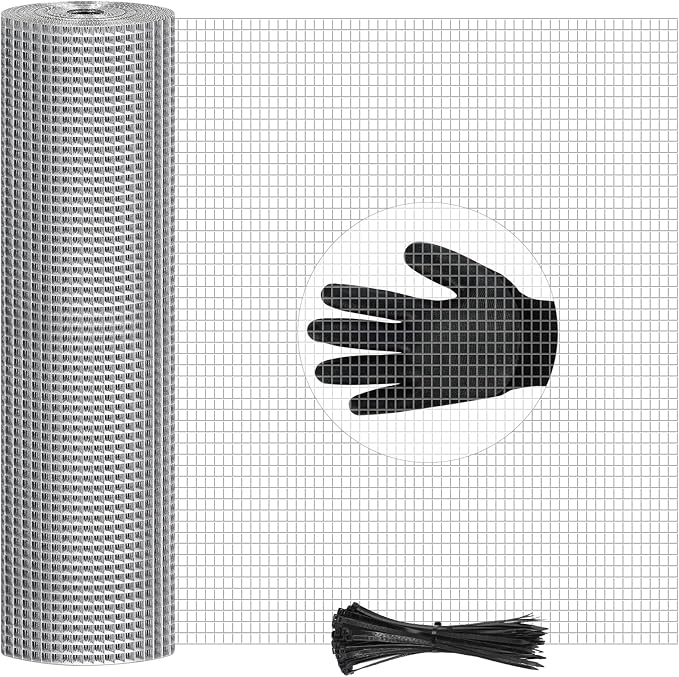 48in x 200ft Hardware Cloth 1/2 inch Hot-Dip Galvanized Welded Chicken Wire Fencing - Heavy Duty 23 Gauge Wire Mesh for Garden, Chicken Coop, Rabbit Cage, Rodent,Poultry Enclosures,Predator Protection