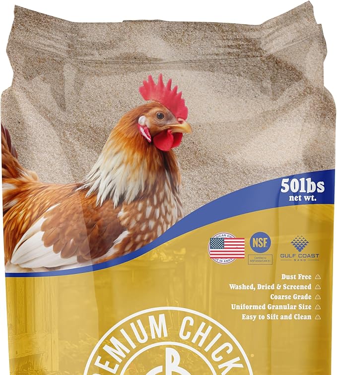 Premium Chicken Sand 50 lbs (4-Pack) – Dust-Free, Odor-Control Bedding for Chicken Coops, Nesting Boxes, and Runs – Natural Poultry Litter, 200 lbs Total