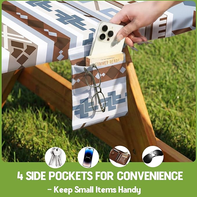 Fitted Picnic Table Cover with Bench Covers Fitted Rectangle Table Cloth Tablecloth Camping Gear Essentials Rv Accessories Road Trip Supplies Car Travel Must Have 8 Ft Foot Feet 96in Boho Bohemian