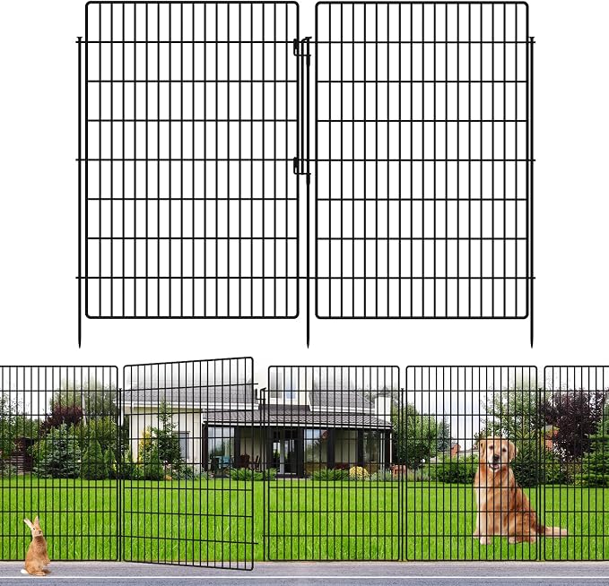 15 Panels Garden Fencing Animal Barrier with Lock, 40 in(H) X 36 ft(L) Dog Fence Outdoor for Yard Rustproof No Dig Decorative Tall Garden Fence Metal Wire Panel Border Rabbit Ground Stakes Fencing