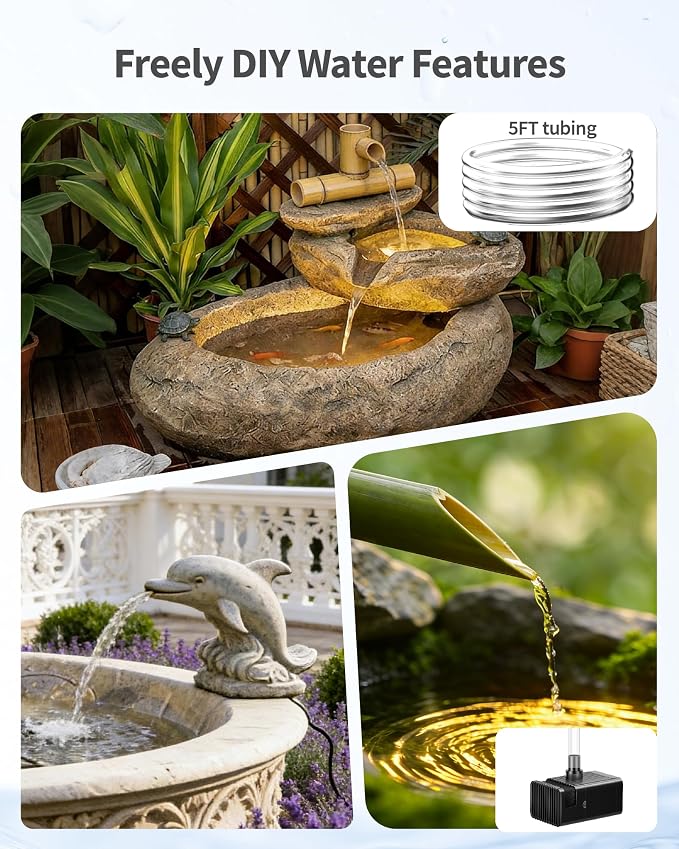 POPOSOAP Solar Fountain Pump, 12W Solar Water Pump Kit with 4400mAh Battery Backup Work All Day, 8 Nozzles & PVC Tubing, Solar Pond Pump for Bird Bath Garden Pond Fish Tank P112D