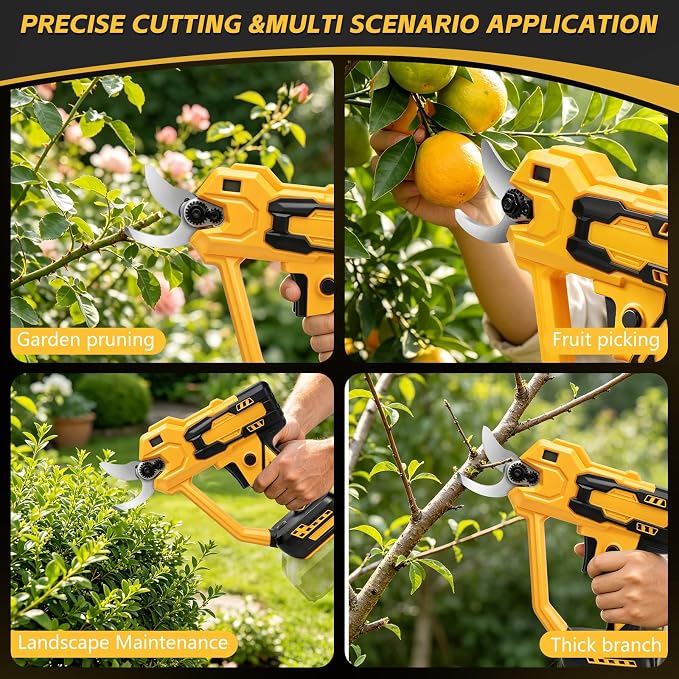 Cordless Pruning Shears for Dewalt 20V Battery, Brushless Pruner with 0.6"/1.2" Cutting Modes, LCD Display, Electric Pruning Shears for Gardening Tree Trimming (No Battery)