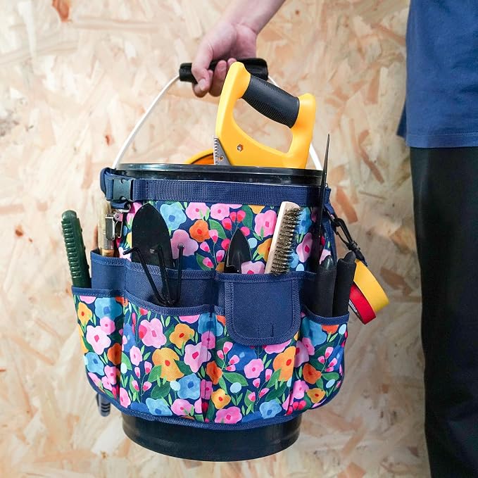 MELOTOUGH Bucket Caddy Organizer Bucket Tool Organizer for Garden Tools, Mini Kneeling Pad with Carabiner Clip, Portable 1 Inch Thick NBR Foam Kneeling Pads for Work Construction, Mechanics, Plumbers