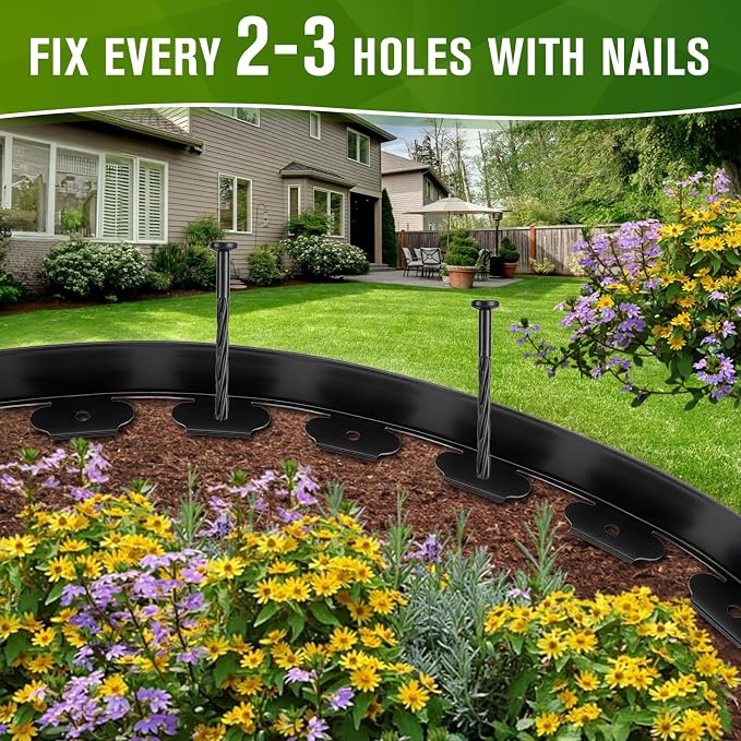 3 Inch Landscape Edging, 3" x 100' Garden Edging, 3 Inch No Dig Edging for Landscaping with 120 Pcs Anchoring Spikes and 5 Pcs Connectors Flexible Landscape Border Edging for Landscaping(Black)