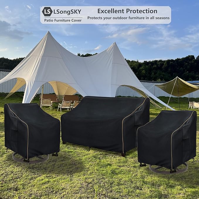 Outdoor Swivel Lounge Chair Cover 2 Pack,35 W x 37 D x 38.5 H inches,100% Waterproof Heavy Duty Outdoor Chair Covers,Patio Furniture Cover for Swivel Patio Lounge Chair,Black