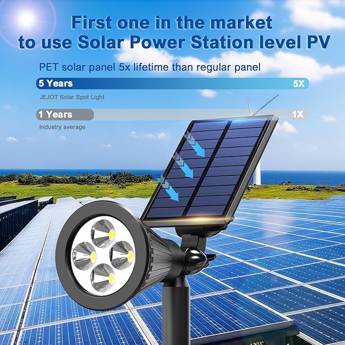 6 Pack Solar Lights Outdoor Waterproof IP65,Warm White,2 Lighting Modes,Solar Powered Spotlights for Yard Garden Solar Spot Lights for Flag Landscape Auto On/Off