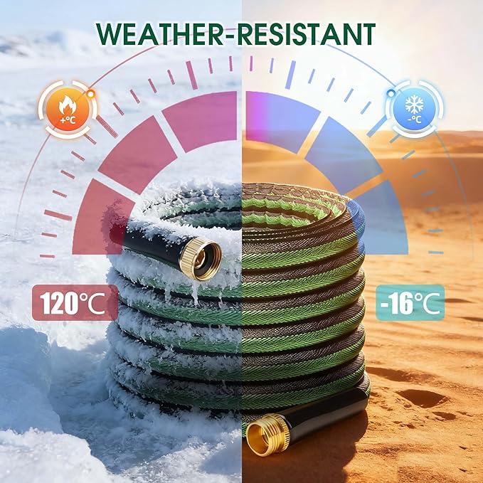 Aterr Garden Hose 75ft, Lightweight Flexible Water Hose with 10 Pattern Nozzle, Durable Hose, Solid Aluminum Connectors, Leak-Resistant for Yard Lawn Car Washing, (Green)
