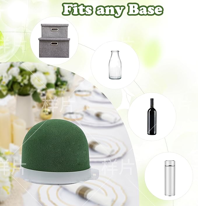 24 Pcs Mini Floral Foam Holders Set, Wet Green Foam for Fresh Flower Arrangements, Wedding, Wine Bottle Decor Supplies