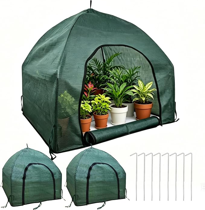 75% Shade Plant Protection Cover for All Seasons, 4.3*4.3*3 FT Heavy-Duty Garden Tent with Zipper Door, Protect Plants from Sun, Wind, Animals for Summer Shade