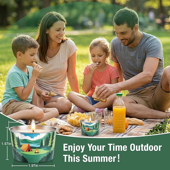 Citronella Candle for Outdoor 3 Pack, 2.2oz Mini Citronella Scented Candles for Outdoor Camping, Natural Soy Wax with Essential Oils, Portable Tin for Patio Backyard Hiking
