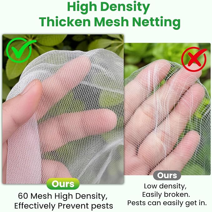 Garden Netting, 10x50Ft Thicken Ultra Fine Mesh Insect Netting, Garden Netting for Raised Beds, Greenhouse Row Cover Barrier for Birds Animals, Garden Mesh Netting for Vegetable Flowers Fruits