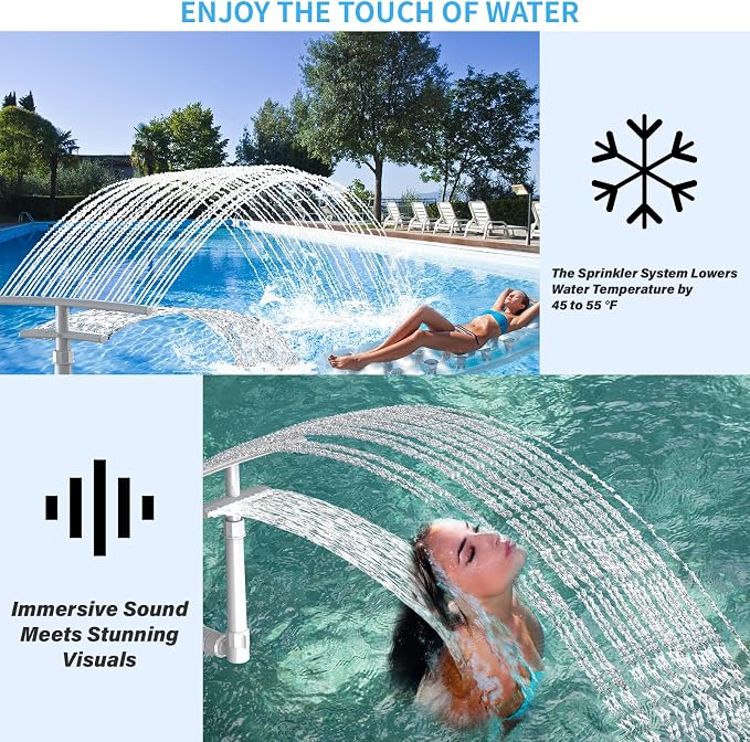 Pool Fountain for Above and Inground Pools, Dual-Layer Spray Pool Waterfall Sprinkler Chiller Aerator, Water Fountain Swimming Pool Accessories (for in-tex & Best-Way & Hay-Ward & Cole-Man)