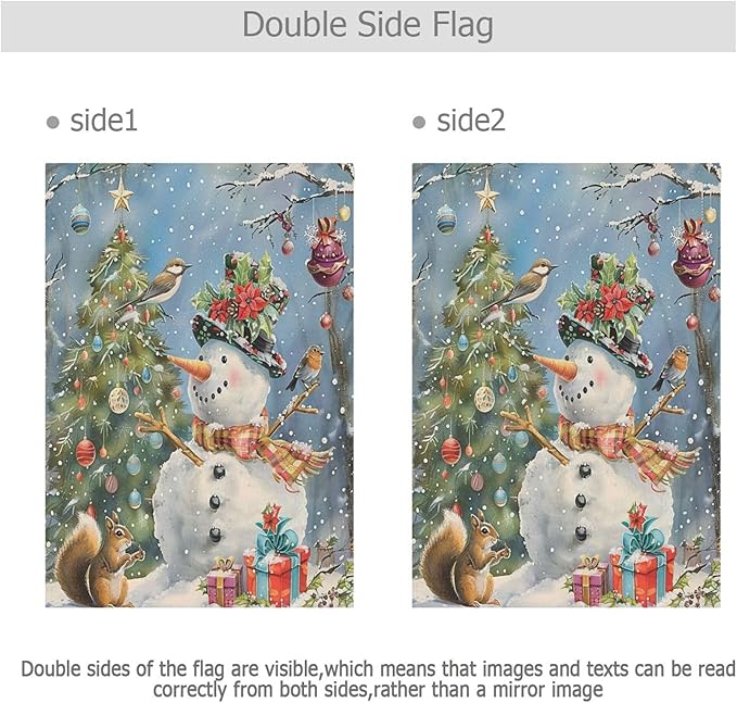Winter Snowman Christmas Tree Garden Flag Snow Snowflakes Double Sided Flags House 28" x 40",Xmas Santa New Year Seasonal Garden Flags Yard Banner Funny Animal Outdoor Decoration