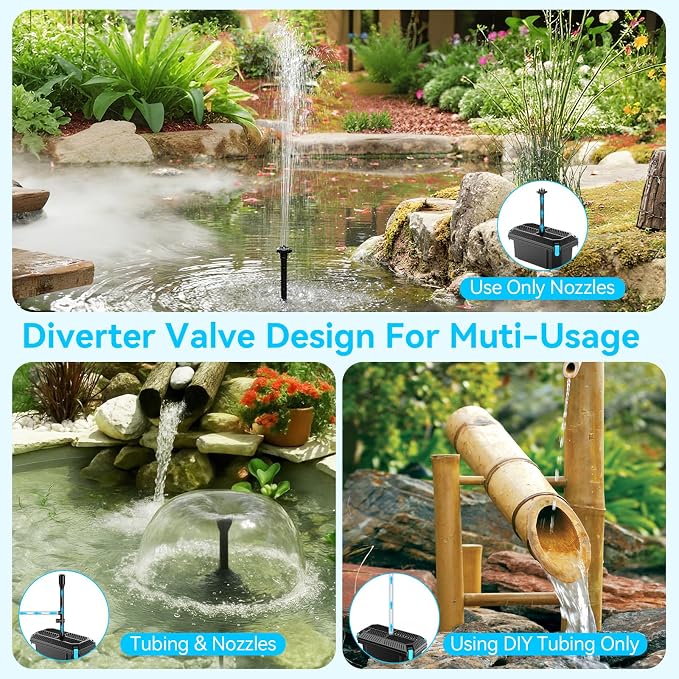 POPOSOAP 25W Solar Water Pump with Pond Filter, Solar Pond Filter with Pond Pump Water Flow Adjustable, Pond Filter with PVC Tubing for Outdoor Ponds Fish Tank Waterfall Garden Water Features P3253