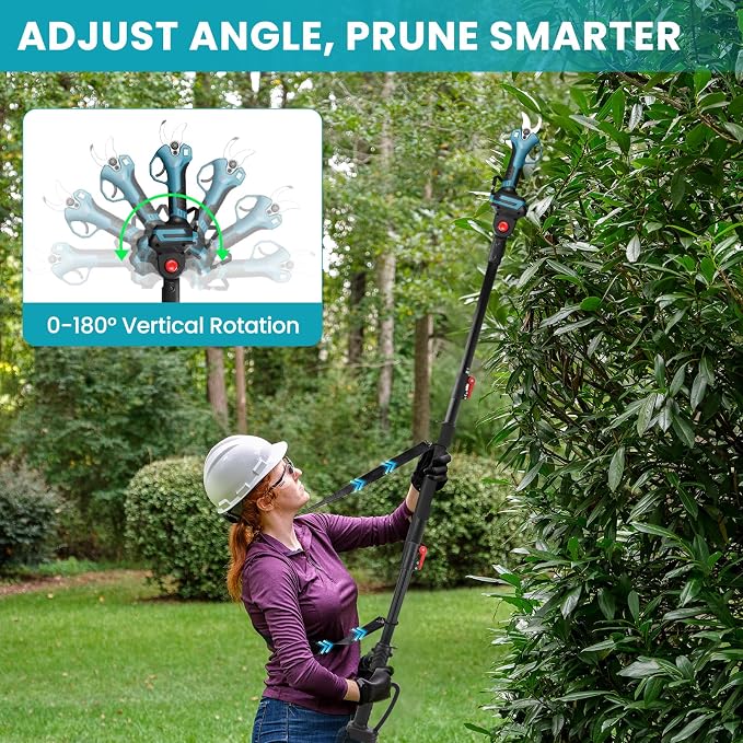 2-in-1 Pole Pruner & Cordless Electric Pruning Shears for Makita 18V Battery, 14Ft Reach, 1.2" Cutting Diameter, Brushless Motor with LCD Display, for Tree Trimming Branch Cutter (No Battery)