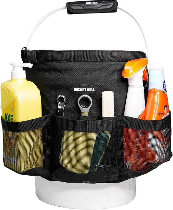 MELOTOUGH Bucket Car Wash Tool Organizer for Garden Cleaning bucket organizer Water-resistant Mesh Pockets, arden Kneeling Pad, 1" Thick Soft NBR Foam Kneeling Pads for Gardening, Cleaning, Work