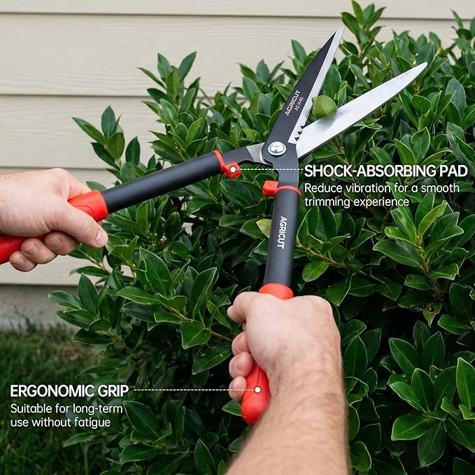 AGRICUT 23" Garden Hedge Shears - Hedge Clippers with High Carbon Steel Blade Branch Cutter Plant Trimmers for Yard Orchard Garden