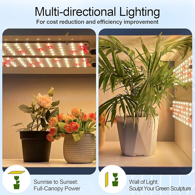 DOMMIA Grow Lights, 40W Linkable Grow Lights for Indoor Plants Full Spectrum, 6/12/16h Timer, Dimmable Ultra-Thin Plant Lights for Indoor Growing, Warm White, 1-Set