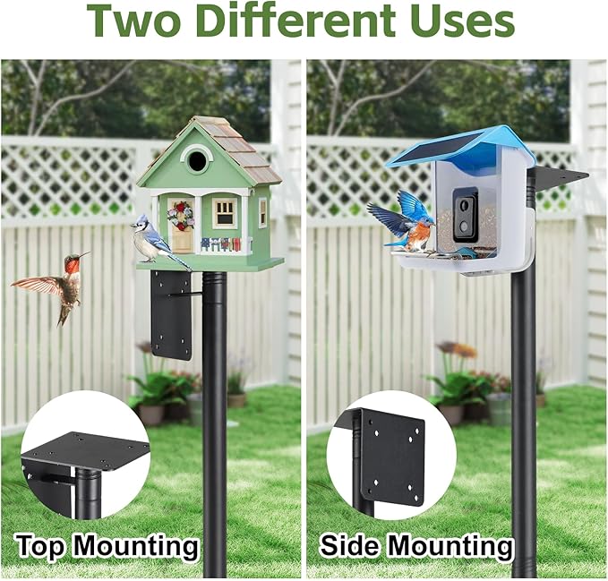 Bird House Pole,100" Outdoor Bird Feeder Pole Kit Stand with 5-Pronged Base, Adjustable Height & Universal Mount for Easy Setup, 2 Installation Methods, Matte Black Finish (Without Bird House)