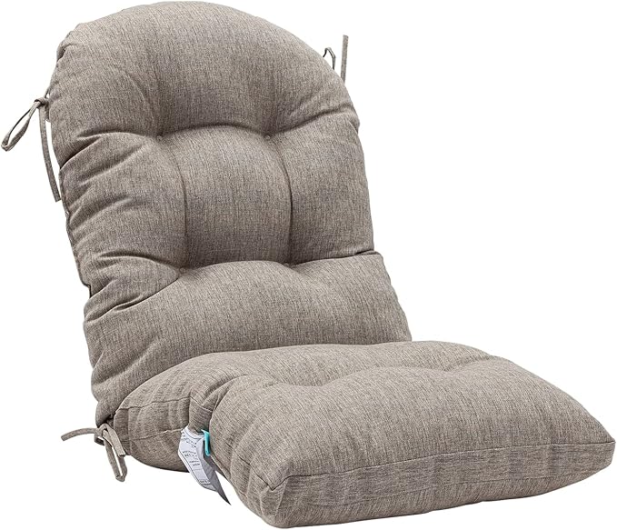 QILLOWAY Outdoor High Back Chair Cushion for Adirondack, All Weather Rocking Chair Cushions Thick Padded Replacement for Patio Furniture Set of 2,Tan, Grey