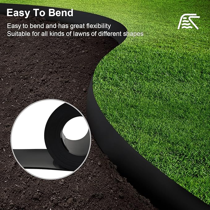 12 Gauge 80 Feet Weed Barrier Landscape Edging 10 inch Depth Flexible Border Roll Lawn Landscape Garden Edging for Backyard Driveway Path Sidewalk