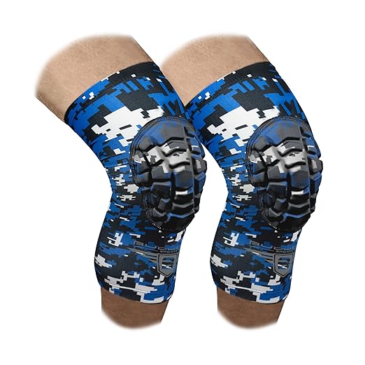 Bucwild Sports Volleyball Knee Pads | Padded Knee Compression Sleeves with Anti-Slip Grip & Flatten-Resistant Cushion | For Basketball, Volleyball, Wrestling & Training – 1 Pair (Royal Blue Camo, XXS)