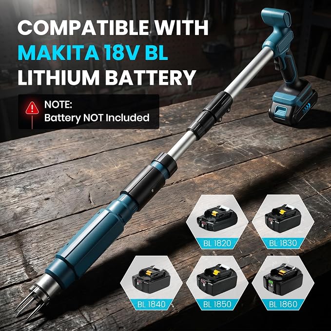 Electric Weed Puller Tool for Makita 18V, Long Handle Weeder Hand Tool w/ 3 Claws Steel Head, Stand Up Gardening Hand Weeding Tool w/Mechanism for Lawn, Yard, Garden(Battery Not Included)