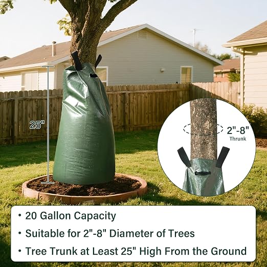 Tree Watering Bags 10 Pack, 20 Gallon Slow Release Gator Bags for Trees, Durable PVC Tree Drip Irrigation Bags with Heavy Duty Zipper, Deep Root Targeting