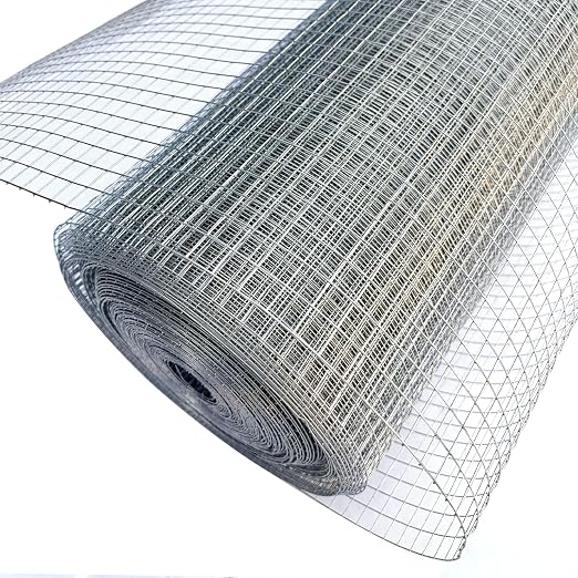 Hardware Cloth 1/2 inch 48in X 50ft Galvanized Welded Wire Mesh Roll, 19 Gauge Chicken Wire Fence, Snake Gopher Barrier Garden Fencing Rabbit Cage Netting