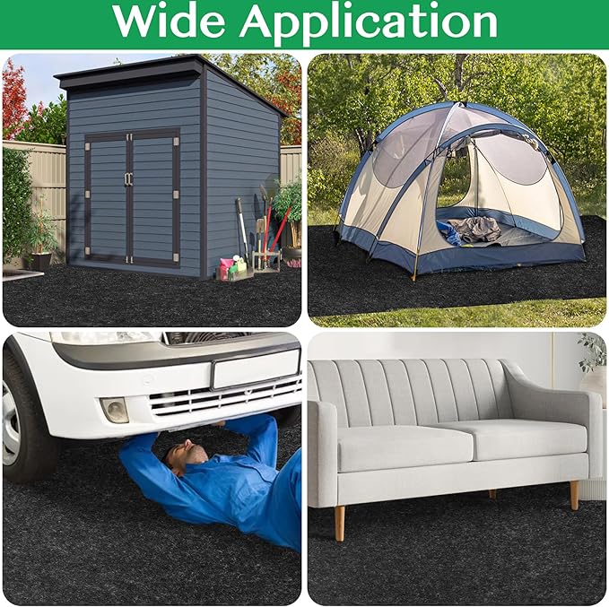ToLanbbt Outdoor Storage Shed Floor Mat, 8.2 x 8.2 FT Waterproof Carport Mat, Washable Furniture Pad with Non Slip Backing for Dust, Oil, Protection, Storage Shed Not Included