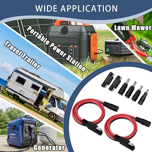 COMeap (2 Pack) SAE to DC Adapter for Jackery Solar Panel, to DC5521 Connector with Polarity Adapter DC8/5.5/4.0/3.5mm for Explorer Series 14AWG 2FT