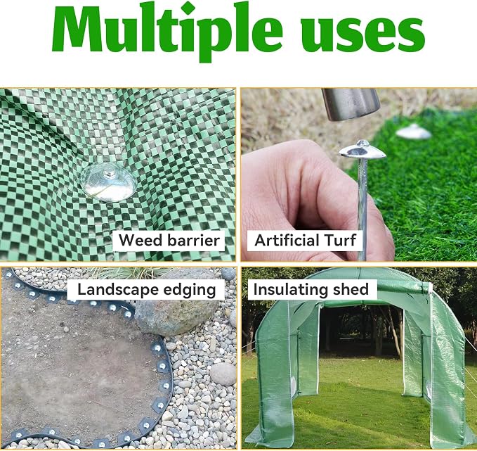 Landscape Stakes - Garden Edging Spikes Pins - New Umbrella-Type Design 5'' Galvanized Lawn Staples for Weed Barrier Fabric, Tent, Etc (100)