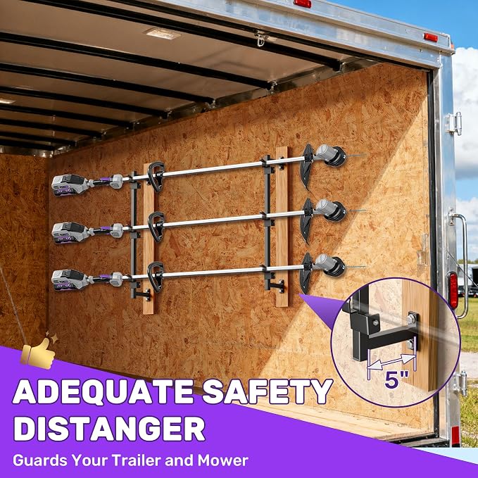 WooFog Weed Eater Rack for Enclosed Trailer, Trimmer Rack for Enclosed Trailer, Weed Wacker Rack for Trailer, Weed Wacker Holder for Trailer, Enclosed Trailer Accessories for Inside
