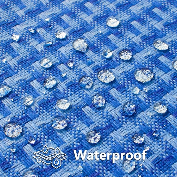 Kevin Textile Outdoor Waterproof Throw Pillow Covers Pack of 2 Weaving Texture Water Resistant Outside Decorative Cushion Covers for Garden Patio Tent Balcony Bench Couch Sofa 16x16 Inch, Blue