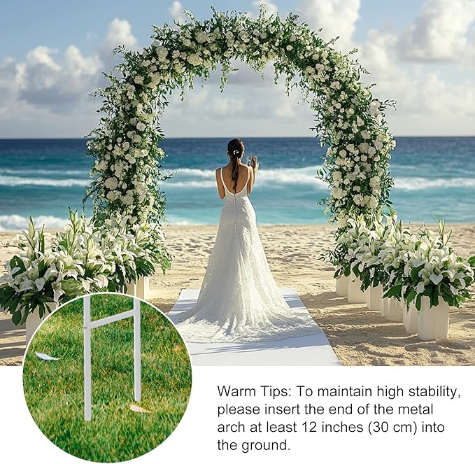 RUBFAC 7.8ft Metal Wedding Arch Frame, White Garden Trellis for Climbing Plants Outdoor, Garden Arbors and Arches Party Archway for Flower Rose Vines Birthday Bridal Christmas Decoration