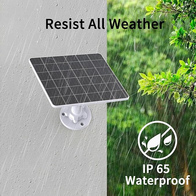 5V 5W USB Solar Panel for Outdoor Security Camera, USB C Solar Panel Charger with Micro-USB Adapter, IP65 Waterproof Solar Panel with 9.8FT Cable for DC 5V Rechargeable Battery Camera (1)