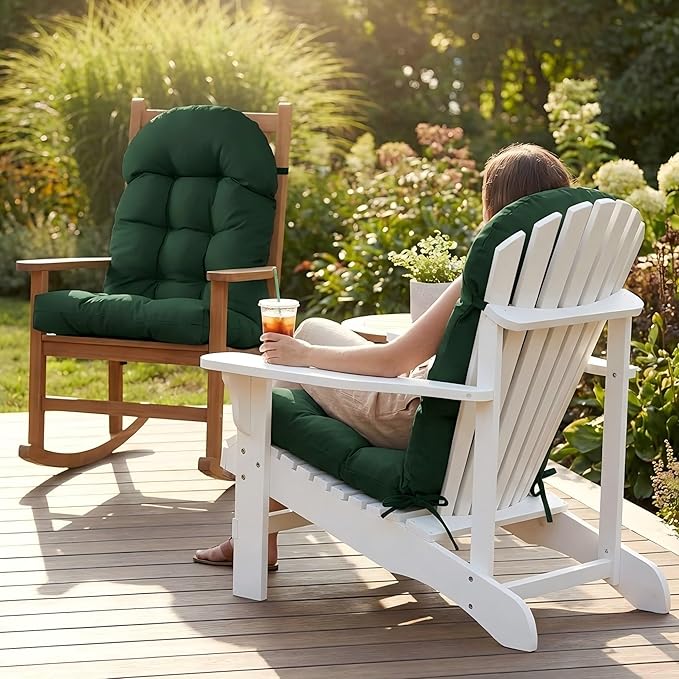 Enipate Weather Resistant Adirondack Chair Cushions High Back Indoor Outdoor Patio Tufted Lounge Cushion Seat Pads