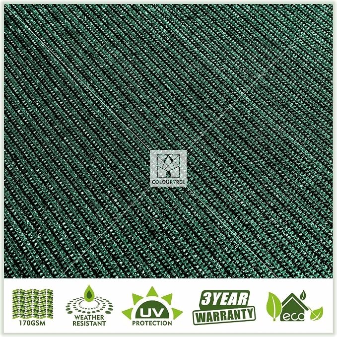 ColourTree Customized Size 6' x 6' Green Fence Screen Privacy Screen - Commercial Grade 170 GSM - Heavy Duty - 3 Years Warranty - Cable Zip Ties Included