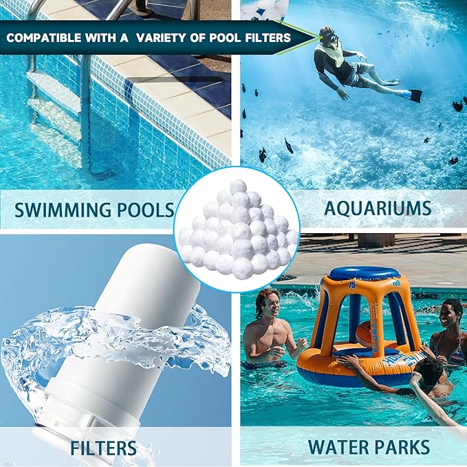 3.53 Lbs Pool Filter Balls for Sand Filter, Reusable Eco-Friendly Sand Filter Balls (Equals 60lbs Pool Filter Sand), Pool Filter Media Balls with Wash Bag, Filter Balls for Swimming Pools