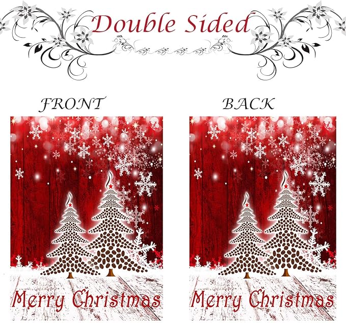 Merry Christmas Tree Snowflake Garden Flag Winter Snow Double Sided Flags House 28" x 40", Xmas Winter Snowman New Year Red Garden Flags Vertical Yard Banner Outdoor Decoration