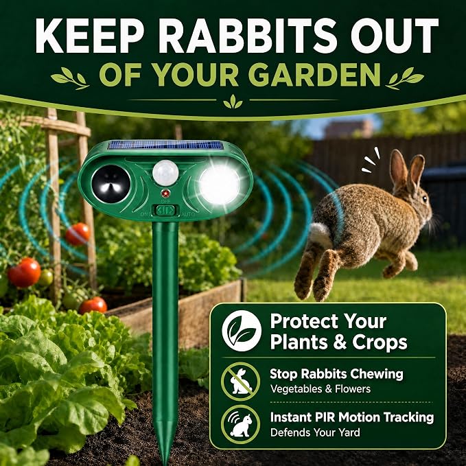 2026 Sonic Fortress Pro Deer Repellent Devices, Racoon Repellent Outdoor Squirrel Fortress Pro Animal Repeller Cat Deterrent with Motion Sensor& Light to Scare Bear Rabbit Skunk for Garden Yard(4)