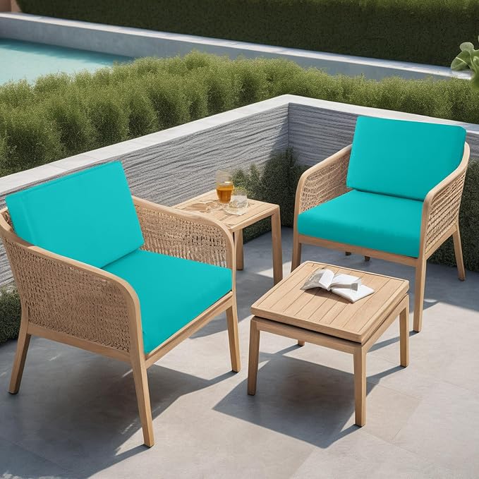 idee-home Outdoor Chair Cushions for Patio Furniture, Outdoor Seat Cushion | Waterproof Hampton Bay Deep Seat Replacement Couch Cushions for Garden Backyard 28.5 x 28.5 Peacock Blue
