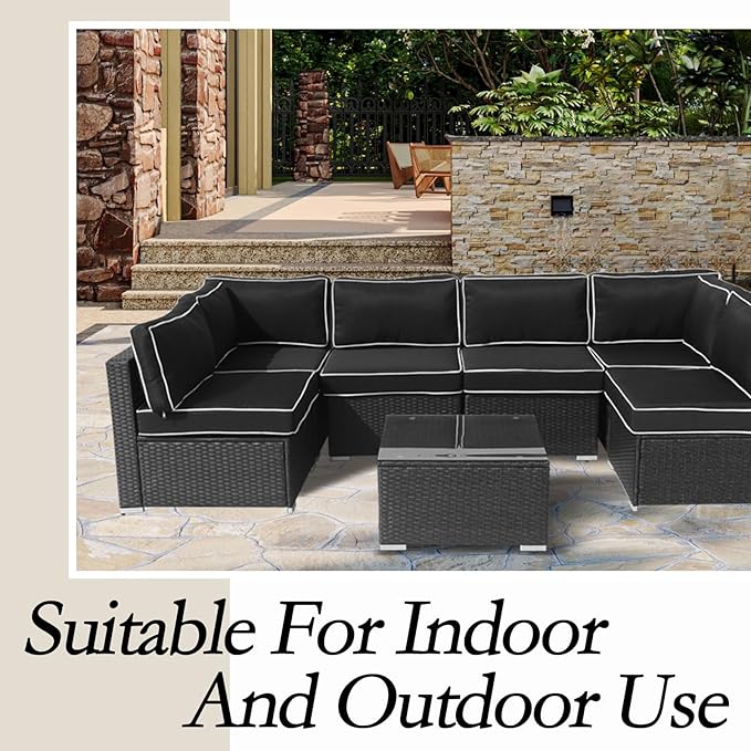 14Pieces Patio Cushion Covers Replacement Outdoor Couch Cushions Covers Splashproof Sofa Slipcovers Set with Zippers,Patio Furniture Protector Cover Only(Black+White,23.6×23.6×3.35 inches)