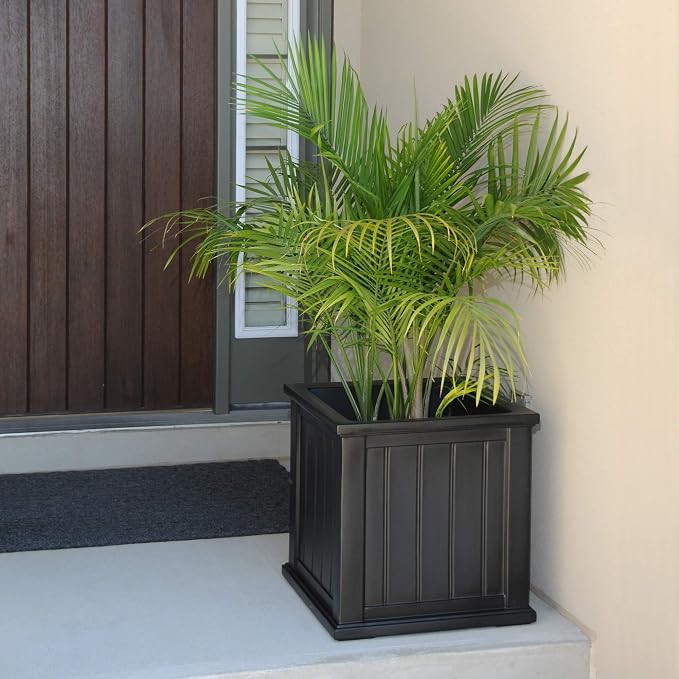 Mayne Cape Cod 20-Inch Square Planter – Self-Watering, Weather-Resistant Planter for Flowers – Durable Outdoor Design for Patio, Porch, or Entryway