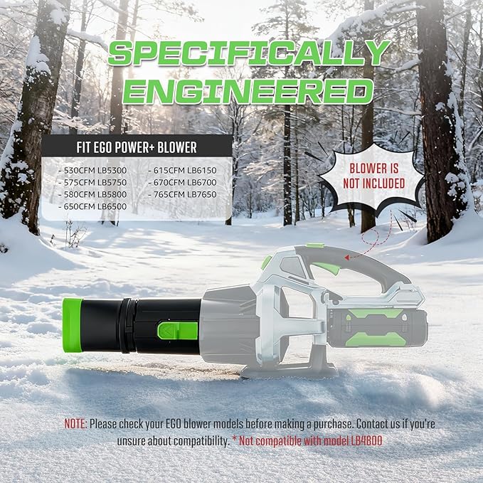 Sealegend Car Drying Nozzle Compatible with EGO Leaf Blower Models 530 575 580 615 650 670 765, Compact Nozzle Attachment for Easy Snow & Leaves Removing, 360°Rotation & Scratch Protection, 9.5 in.