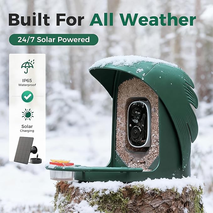 PerchMe® 2026 New AI Bird Feeder with Camera Solar Powered -2K HD Live View,Smart Bird House Camera Wireless Outdoor,DIY Add-ons,Pefect Birding Gift for Parents & Families